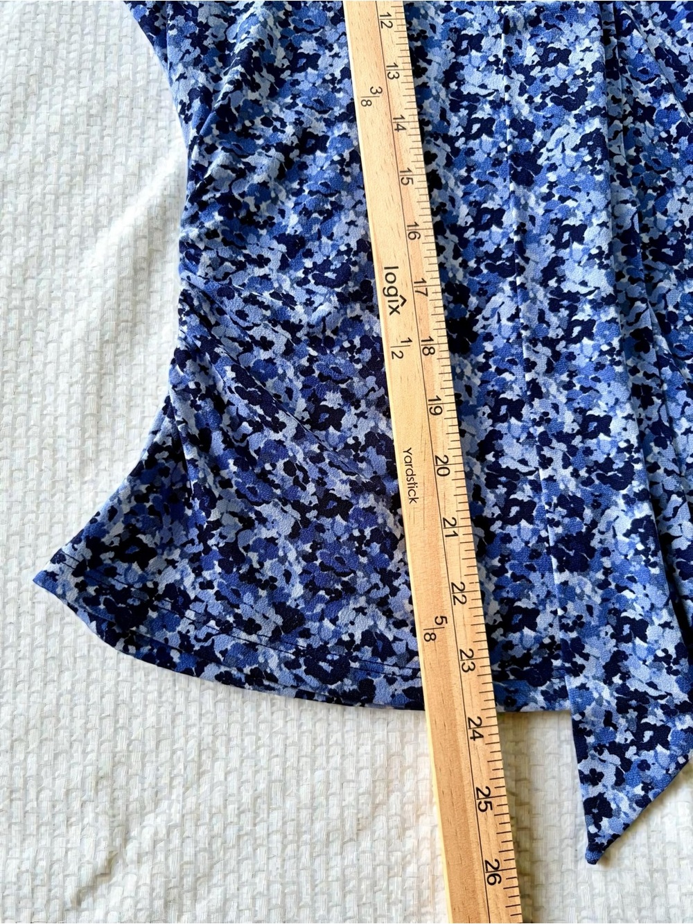 NWT Michael Michael Kors Blue Floral Tie Neck Blouse M - Picture 7 of 11
